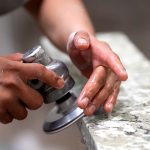Granite edge polishing in Arlington Heights workshop