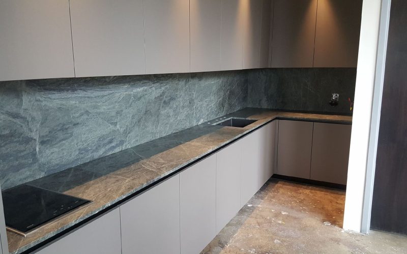 Contemporary Minimalist Kitchen Remodel in Glenview, IL by DTK Stone Works project photo